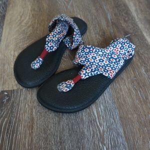 Sanuk Yoga Sling Sandals-(Red/White/Blue)